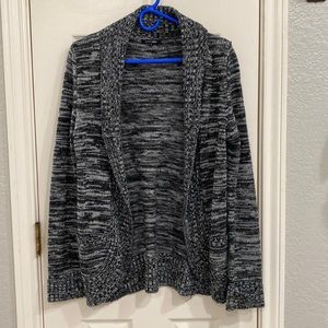 Black and white knitted open sweater